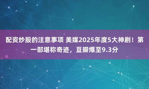 配资炒股的注意事项 美媒2025年度5大神剧！第一部堪称奇迹，豆瓣爆至9.3分